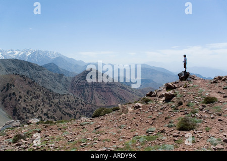 Turisti in Toubkal National Park, Atlante, Marocco Foto Stock