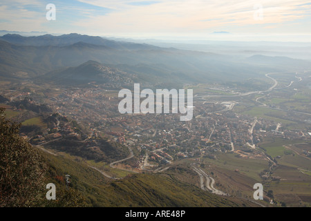 Vista da Queralt Santuario a Berga Bergueda Catalunya Spagna Foto Stock