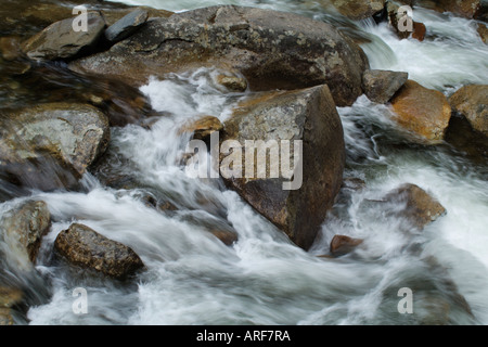 L'acqua scorre attraverso le rocce nel grande Smokie Mountains National Park Foto Stock