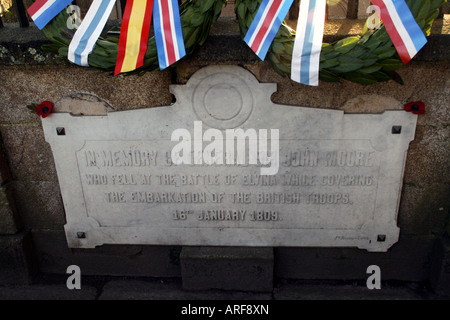 Commemorazione targa per il generale Sir John Moore, La Coruña, Galizia, Spagna Foto Stock