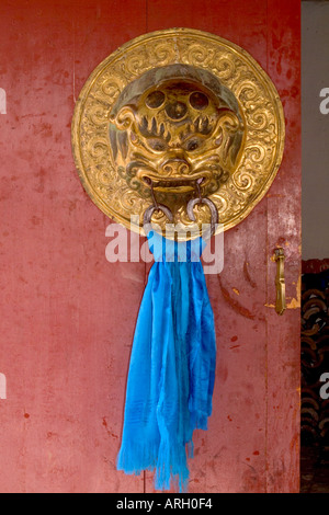 Amulet sulla porta della famosa Erdene Zuu monastero 1586 in Mongolia Foto Stock