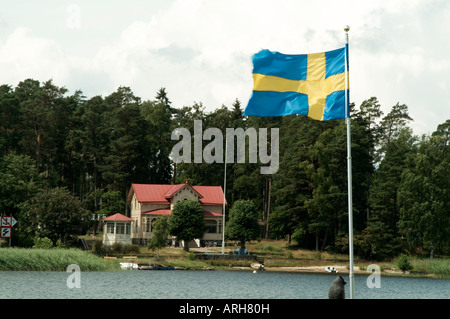 Bandiera svedese Svezia holiday home casa lake forest Foto Stock