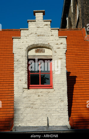 Dettaglio di Godshuizen in Katelijnestraat (Bruges-Flanders-Belgio) Foto Stock