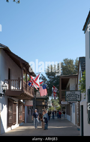 St George Street nel centro storico, St Augustine, Florida, Stati Uniti d'America Foto Stock