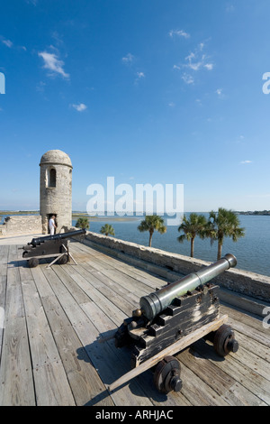 Vista di Matanzas Baia dal bastione, Castillo de San Marcos, St Augustine, Florida, Stati Uniti d'America Foto Stock