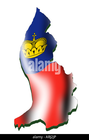 Mappa di contorno e bandiera del Liechtenstein Foto Stock