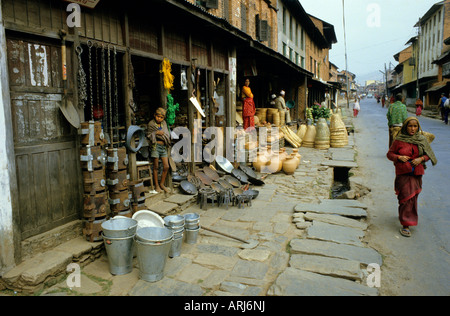 Scena stradale a Pokhara, Nepal Foto Stock