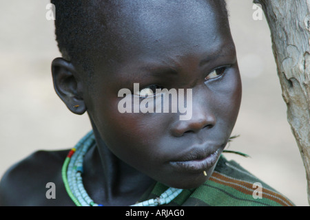 Toposa girl, ritratto, Sudan Foto Stock