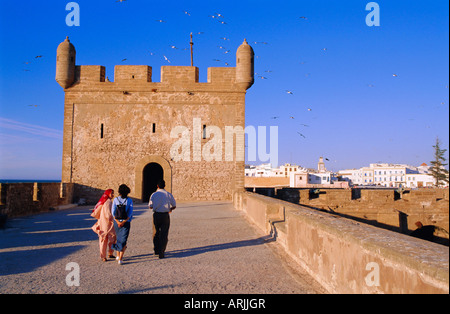 Bastione del nord ingresso alla città, Essaouira, Marocco Foto Stock