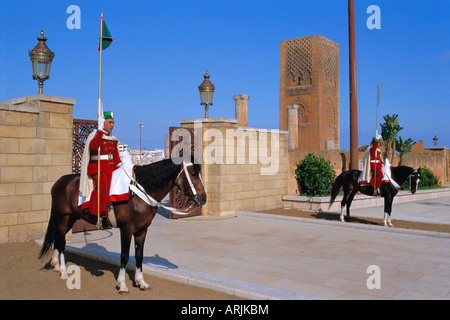 Moschea Hassan e Torre, Rabat, Marocco, Africa del Nord Foto Stock