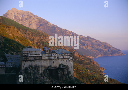 Il monte santo, Monte Athos, Sito Patrimonio Mondiale dell'UNESCO, Grecia, Europa Foto Stock