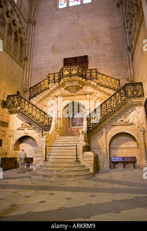 Scala dorata costruita in Italiano in stile rinascimentale della Madonna della cattedrale di Burgos Spagna settentrionale Foto Stock