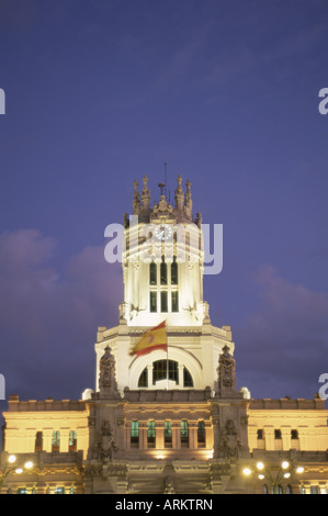 Palacio de Comunicaciones al crepuscolo, Madrid, Spagna, Europa Foto Stock