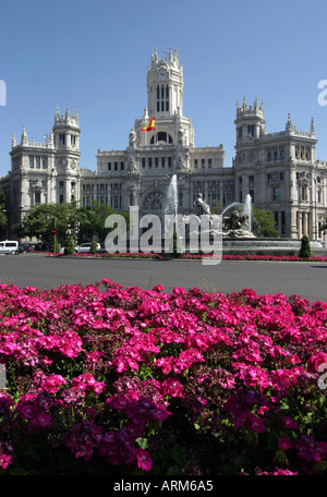 Spagna Madrid Fuente de Cibeles Palacio de la Comunicaciones principale ufficio postale Fontana Foto Stock