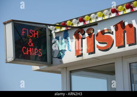 Pesce e patatine stabilimento, Felixstowe, Suffolk, Inghilterra, Regno Unito. Foto Stock