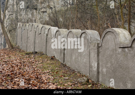 Rimane del Ghetto parete area Podgorze Cracovia Polonia Foto Stock