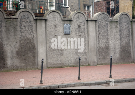 Rimane del Ghetto parete area Podgorze Cracovia Polonia Foto Stock