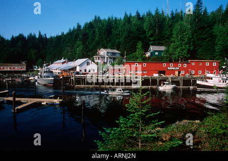 Telegraph Cove - il Boardwalk villaggio su un isola del Nord, l'isola di Vancouver, British Columbia, Canada. Foto Stock