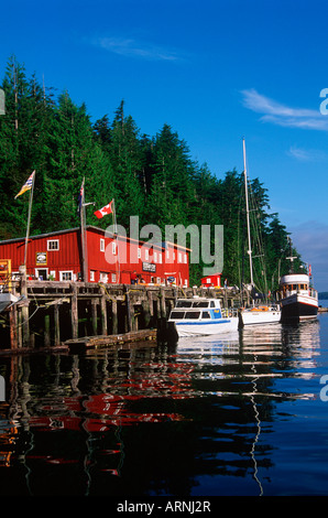 Telegraph Cove - il Boardwalk villaggio su un isola del Nord, l'isola di Vancouver, British Columbia, Canada. Foto Stock