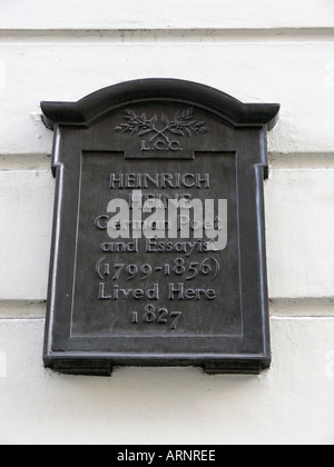 Heinrich Heine visse a 32 Craven Street nel 1827 dove un London County Council lapide ricorda il suo soggiorno. Foto Stock