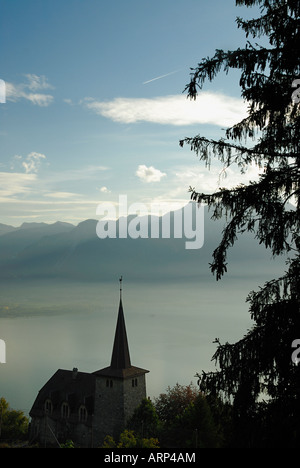 Fotografia del lago di Ginevra da colline sopra Montreux Foto Stock