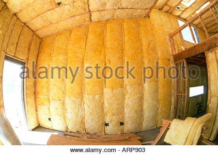 R30 R15 e R38 isolamento installato nel nuovo stile loft home in costruzione Tucson in Arizona Foto Stock