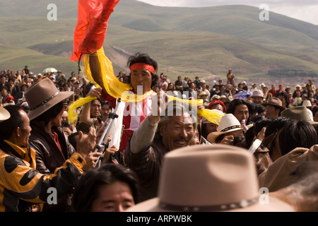 Litang Horse Festival, Sichuan, altopiano Tibetano, Cina Foto Stock