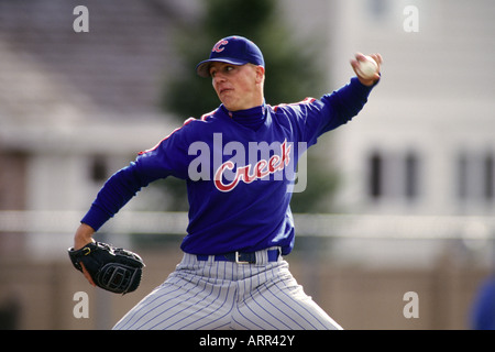 Lanciatore di baseball in azione Foto Stock