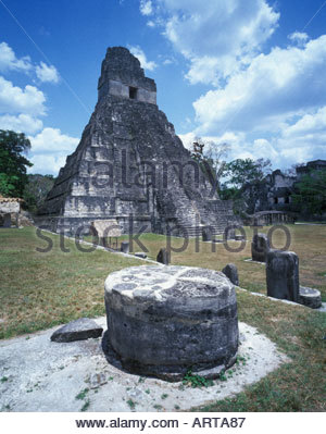 Tempio di Grand Jaguar Grand Plaza Tikal Guatemala Foto Stock