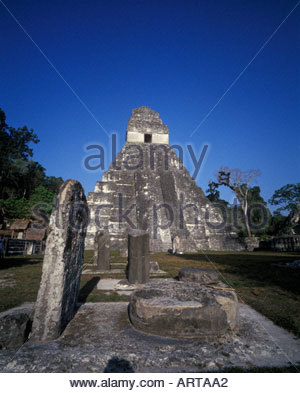 Tempio di Grand Jaguar Grand Plaza Tikal Guatemala Foto Stock