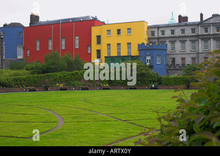 Dipinto luminosamente Appartamenti di Stato al Castello di Dublino. Dublino, County Dublin, Irlanda. Foto Stock