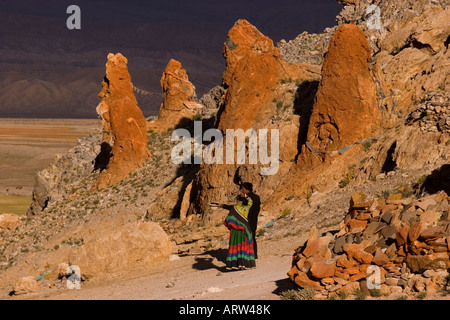 Pellegrini Tirthapuri hot springs vicino a Mt. Kailash, Tibet occidentale. Foto Stock