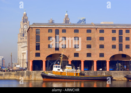 Liverpool home dei Beatles ALBERT DOCK sul Mersey River in Liverpool England Foto Stock