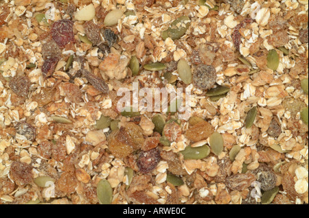 Muselie muesli cereali per la prima colazione alimenti secchi close up Foto Stock
