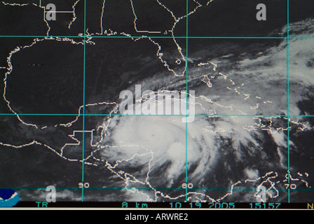 Uragano mappa meteo di un livello 5 storm come visto su internet e in televisione Foto Stock