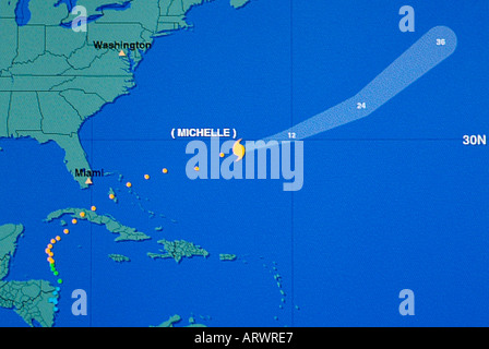 Uragano mappa meteo di un livello 5 storm come visto su internet e in televisione Foto Stock