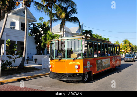 Il Trolley della Città vecchia Key West Florida Foto Stock