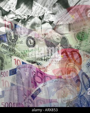Concetto finanziario: valuta internazionale Foto Stock