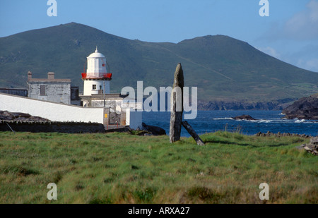 Valencia Island Lighthouse Irlanda Foto Stock