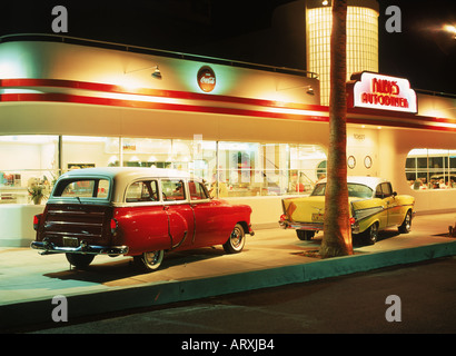 I buoni vecchi giorni ristorante a conduzione familiare a Ruby's Autodiner in Laguna Beach California Foto Stock