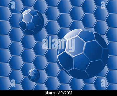Illustrazione vettoriale di un astratto blu con forme geometriche e sfere Foto Stock