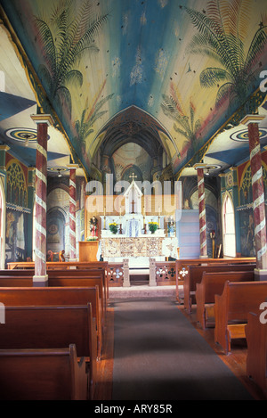 San Benedetto dipinto della chiesa, una storica località turistica vicino a Kealakekua, sulla Big Island delle Hawaii Foto Stock