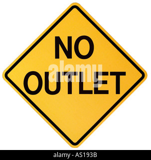 Nessuna via di uscita segno stagliano su sfondo bianco Foto Stock