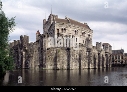 Gent, Gravensteen, Romanischer Wehrbau Foto Stock