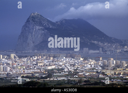 Gibilterra, Gibraltaransicht von Spanien Foto Stock