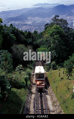 La funicolare fino Bukit Bendera sulla Collina Penang Malesia vedute panoramiche di Georgetown Foto Stock