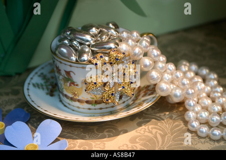 La finestra di visualizzazione Tiffany Fifth Avenue di New York City Foto Stock