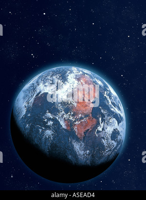 Fotografia del satellite Terra come visto dallo spazio esterno Foto Stock