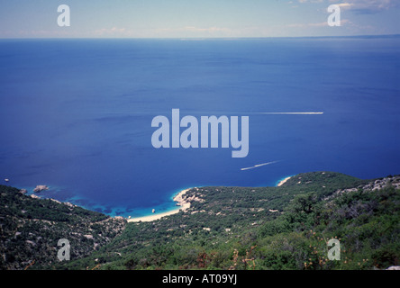 Vista dal villaggio Lubenice sull isola di Cres mare adriatico Foto Stock