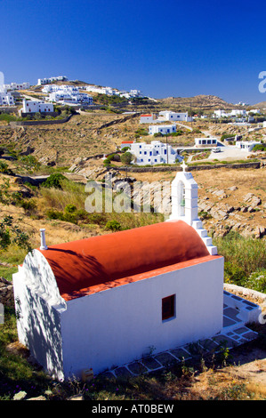 Chiese e cappelle in Hora o la città di Mykonos sull'isola greca di Mykonos in Grecia Foto Stock